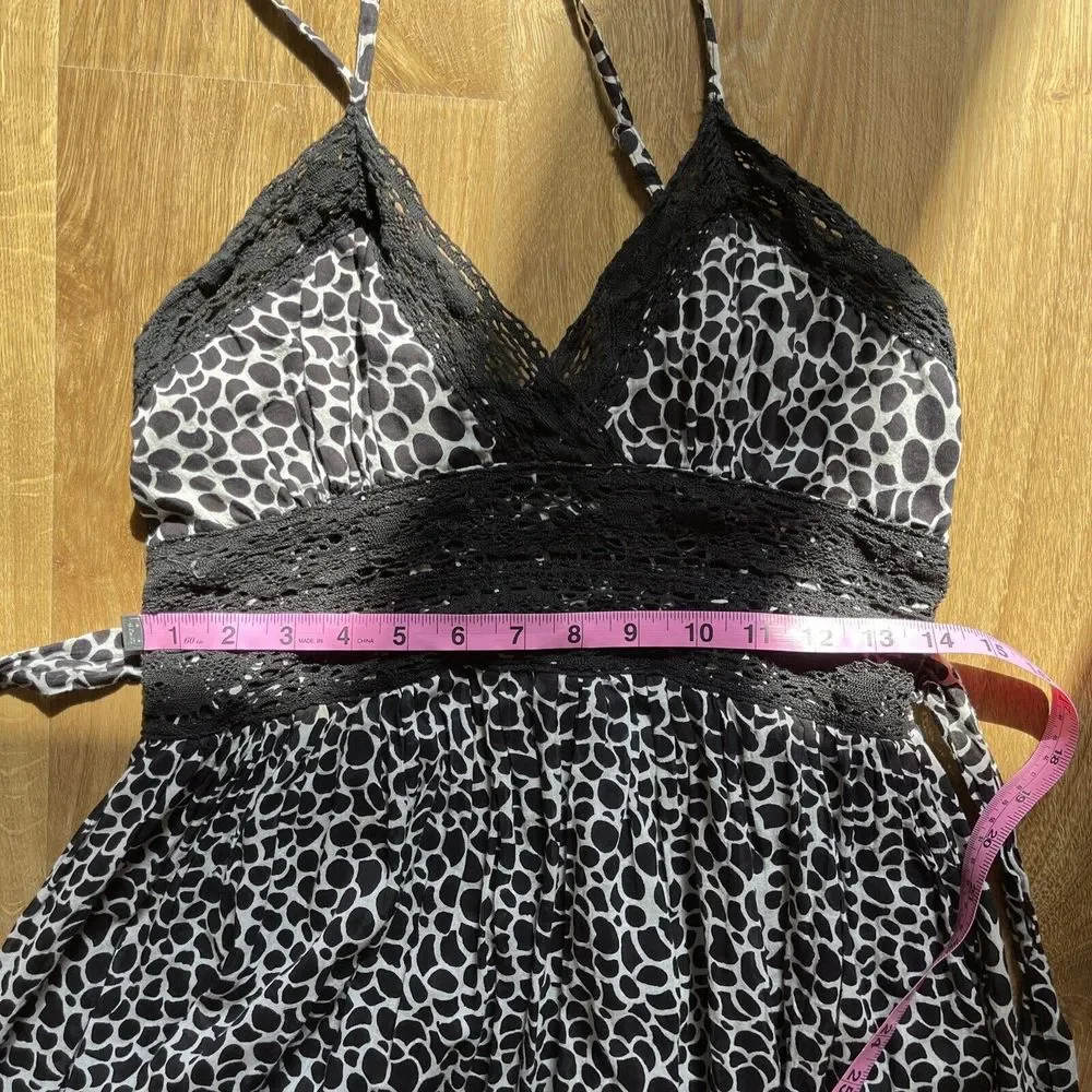 Papillon Womens Dress S Bohemian Sleeveless Maxi White Black V-neck Flowy - Picture 9 of 11